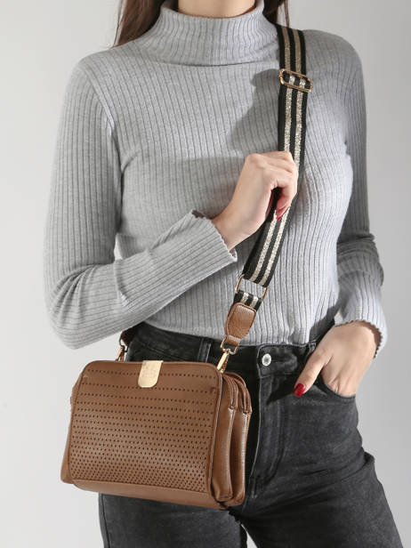 Sac Bandoulière Ajoure Lulu castagnette Marron ajoure WINSTON vue secondaire 1