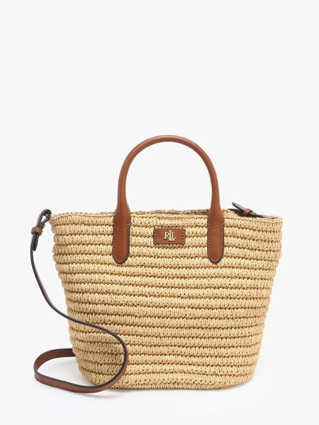 Sac à Main Brie Cuir Et Raphia Lauren ralph lauren Beige brie 31962120
