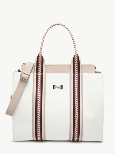Sac Cabas Nina Canvas Et Cuir Nathan baume Blanc solar NINA