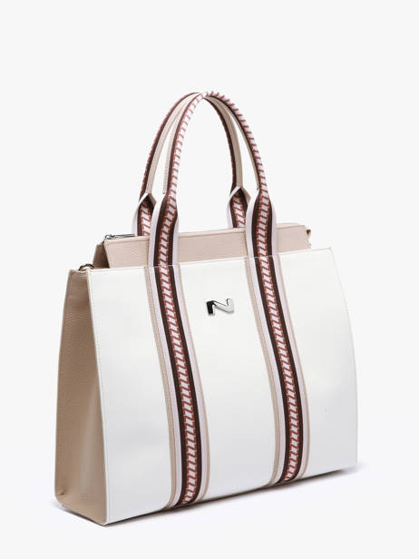 Sac Cabas Nina Canvas Et Cuir Nathan baume Blanc solar NINA vue secondaire 2
