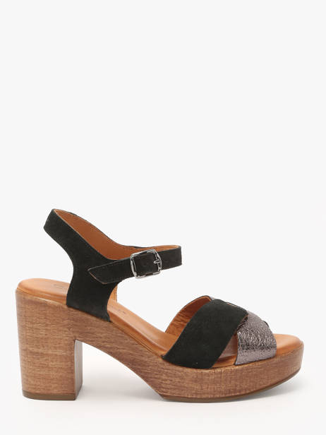 Sandales à Talon Musieges En Cuir Coco abricot Noir women V3081P
