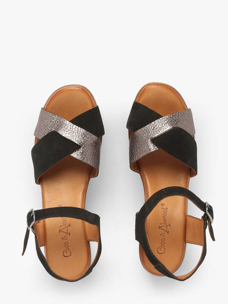 Sandales à Talon Musieges En Cuir Coco abricot Noir women V3081P vue secondaire 3