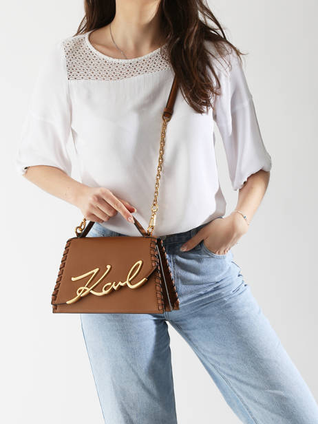 Sac Bandoulière K Signature Cuir Karl lagerfeld Marron k signature A2W30005 vue secondaire 1