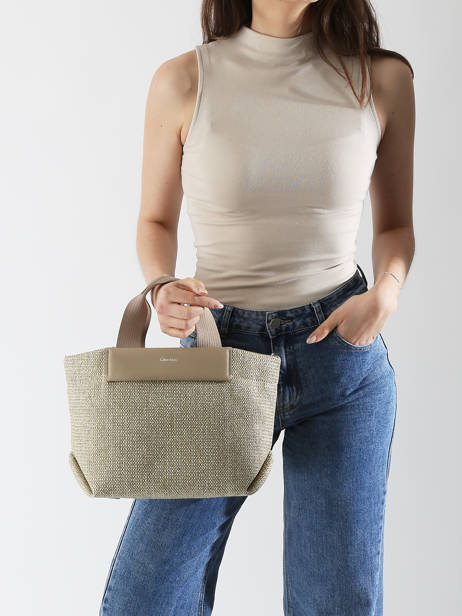 Sac Bandoulière Ck Raffia Raphia Calvin klein jeans Beige ck raffia K613026 vue secondaire 1