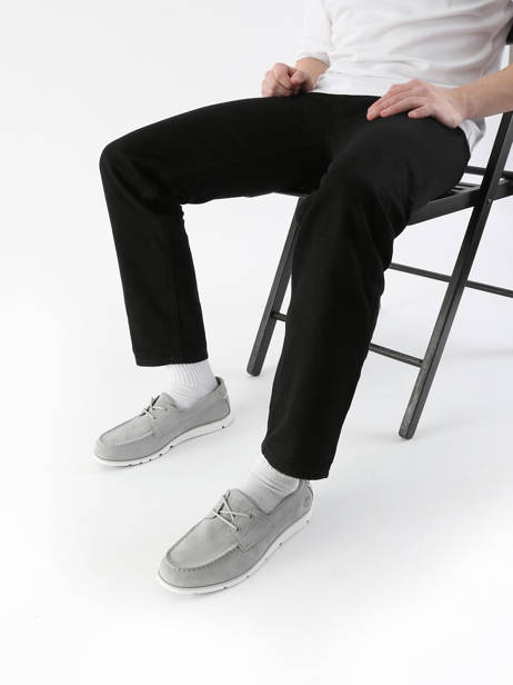 Mocassins Grafton Bay Lace Up En Cuir Timberland Gris men 42X7EWG1 vue secondaire 1