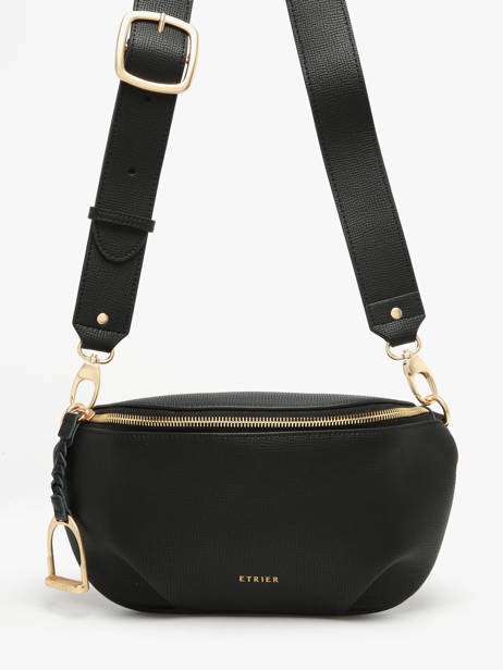 Sac Banane Torsade Cuir Etrier Noir torsade ETOS022M vue secondaire 1