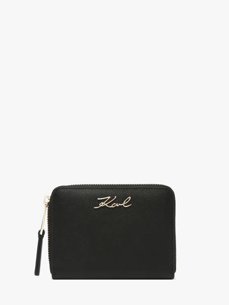 Portefeuille Signature Medium Zip Cuir Karl lagerfeld Noir k signature B1W32036