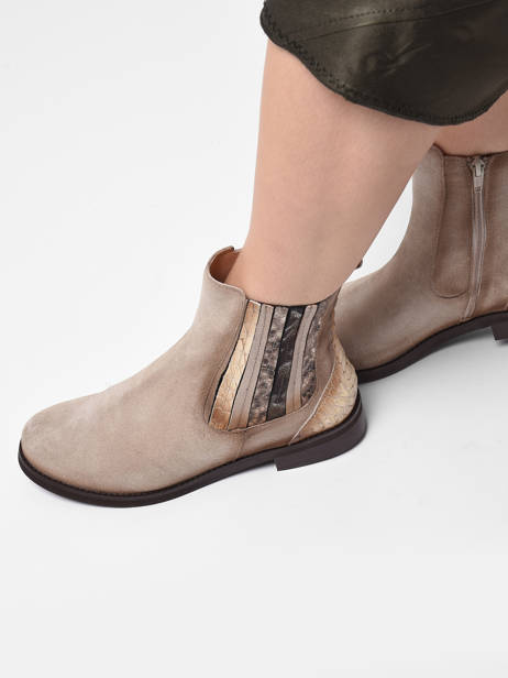 Bottines En Cuir En Cuir Folie's Beige women 5501 vue secondaire 2